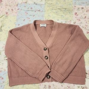 Over sized, pink, cropped, button up cardigan, old navy